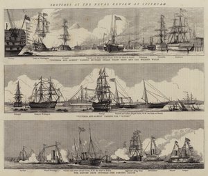 Szkice w przeglądzie marynarki wojennej w Spithead (grawerowanie) autorstwa William Edward Atkins
