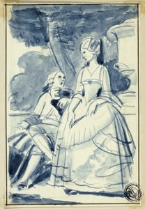 Mężczyzna i kobieta w XVIII-wiecznych strojach autorstwa William Edward Frost