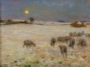 Owca w śniegu (olej na płótnie) autorstwa William Edward Stott