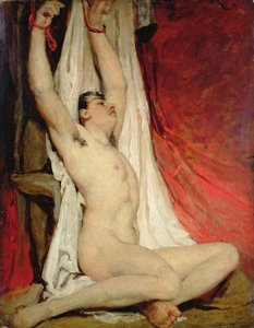 Akt męski z rękami wyciągniętymi w górę autorstwa William Etty