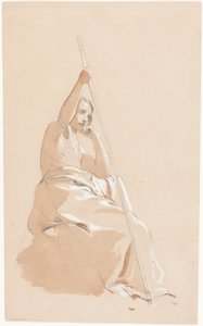 Siedzący młodzieniec z laską autorstwa William Etty