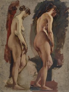 Dwie pełnometrażowe stojące akty kobiece, zwrócone w prawo, 1815-45