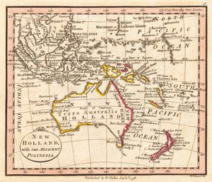 Australia i Nowa Zelandia. Nowa Holandia. Mapa.