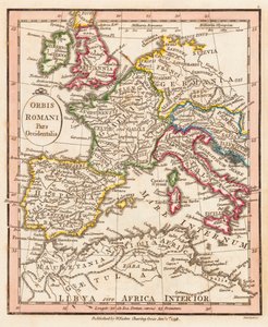 Zachodnia część Cesarstwa Rzymskiego. Mapa.