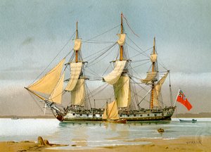 42-działowa fregata Royal Navy, c1780, c1890-c1893. autorstwa William Frederick Mitchell