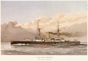 Pancernik HMS "Royal Sovereign autorstwa William Frederick Mitchell