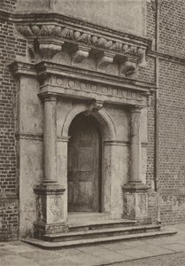 Drzwi, skrzydło południowe, Cobham Hall (zdjęcie czarno-białe) autorstwa William Galsworthy Davie
