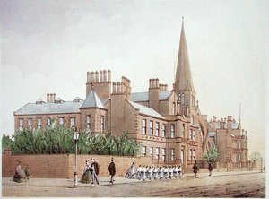 Orphan Boys Asylum, z książki „Modern Liverpool Illustrated” Williama Gavina Herdmana i A. Pickeringa, opublikowane 1864 (kolor lito)