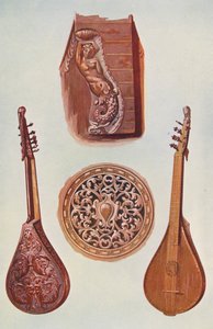 Instrumenty muzyczne: Cetera (litografia kolorowa) autorstwa William Gibb