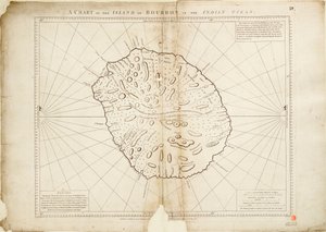 Mapa wyspy Bourbon na Oceanie Indyjskim