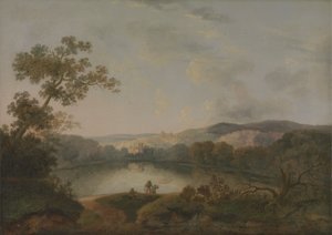 Widok na jezioro z rybakami autorstwa William Groombridge