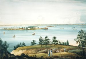 The Bay of New York and Governors Island Zaczerpnięto z Brooklyn Heights, 1820-25.
