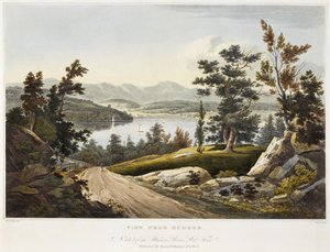 Widok koło Hudson, 1822 (akwatinta na papierze z ręcznym kolorowaniem) autorstwa William Guy after Wall