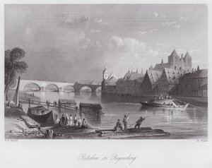 Ratisbon lub Regensberg (grawerowanie) autorstwa William H. Bartlett