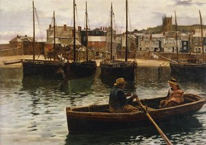 Port, St.Ives, Kornwalia, 1885 autorstwa William H. Bartlett