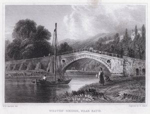 Weston Bridge, niedaleko Bath (rycina) autorstwa William H. Bartlett