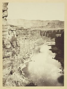 Grand Canon, rzeka Kolorado, w pobliżu Paria Creek, patrząc na zachód, 1872. autorstwa William H. Bell
