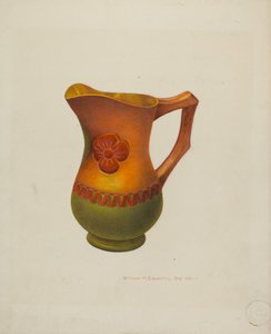 Rzeźbiony drewniany dzban, ok. 1940.