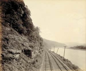 Cathedral Rocks, rzeka Susquehanna w pobliżu Meshoppen, dla Lehigh Valley Railroad autorstwa William H. Rau