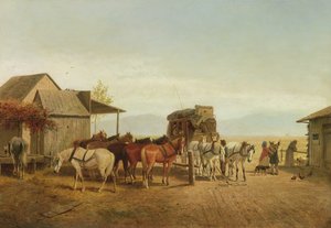 Zatrzymanie dyliżansu w Kalifornii, 1875 r autorstwa William Hahn