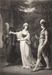 Ogród Olivii, Akt IV, Scena III, z "Dwunasta noc, albo co zechcesz", z The Boydell Shakespeare Gallery, wyd. koniec XIX wieku autorstwa William Hamilton