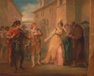 Ujawnienie zaręczyn Olivii, z "Dwunasta noc", Akt V, Scena I autorstwa William Hamilton