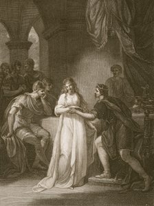 Vortigern i Rovena, grawerowane przez Delatre, ilustracja z „Historii Anglii” Davida Hume