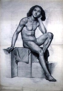 Studium nagiej modelki siedzącej autorstwa William Hamo Thornycroft