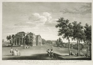 Widok domu i części ogrodu w West Wycombe, Buckinghamshire, ryty przez Williama Woolletta (1735-85) autorstwa William Hannan
