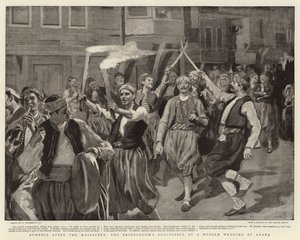 Armenia po masakrach, procesja oblubieńca na muzułmańskim weselu w Adana autorstwa William Hatherell