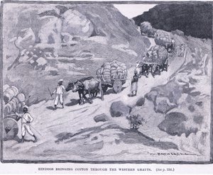 Hindusi przenoszący bawełnę przez Ghaut Zachodnie 1862 AD autorstwa William Hatherell