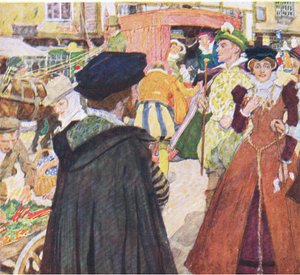 Szekspir zwraca uwagę na głupią modę chuliganów na Ludgate Hill, z My Magazine, wyd. 1922 autorstwa William Hatherell