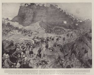 Szturm na wzgórze Dargai 20 października, przełęcz została sforsowana przez Gordon Highlanders, a następnie Dorsetshires, Derbyshires, 3rd Sikhs i Gurkhas.
