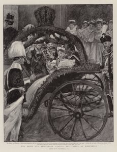 Panna Młoda i Pan Młody opuszczający zamek Ehrenburg autorstwa William Hatherell