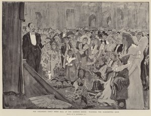 Bal przebierańców dla dzieci w rezydencji, oglądanie pokazu marionetek autorstwa William Hatherell