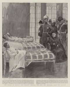 Królowa w Netley, Jej Wysokość odwiedza chorych i rannych z Sudanu autorstwa William Hatherell