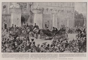 Wizyta królowej w Londynie, przyjazd Jej Królewskiej Mości do Pałacu Buckingham autorstwa William Hatherell
