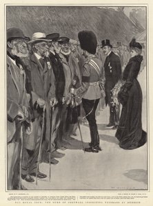 Królewska podróż, książę Kornwalii inspekcja weteranów w Dunedin autorstwa William Hatherell
