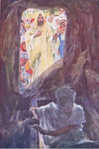Wskrzeszenie Łazarza, z The Bible Story, wyd. Hodder & Stoughton, ok. 1930 r. autorstwa William Hatherell