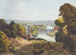 Caversham Bridge, niedaleko Reading, rytowane przez Roberta Havella Młodszego (1793-1878) wydane w 1818 r. (akwatinta)
