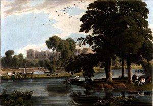Widok zamku Windsor z placów zabaw Eton College, sztychowany przez Roberta Havella (1769-1832) 1814 (kolorowe grawerowanie) autorstwa William Havell