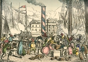 Wejście na pokład Margate Steam Packet w London Bridges Wharf, 1838 r autorstwa William Heath