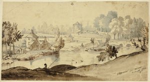 Glasnevin w pobliżu Dublina (recto); Szkic stroju mężczyzny (verso) autorstwa William Heath