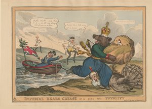 Imperial Bears Grease Grease czyli zajrzenie w przyszłość. Karykatura z wojny rosyjsko-tureckiej, 1828. autorstwa William Heath