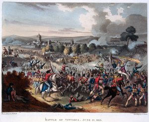 Lord Wellington (1769-1852) wjeżdżający do Salamanki, ilustracja do poematu narracyjnego dr. Syntaxa, 1818 (kolorowa akwatinta) autorstwa William Heath