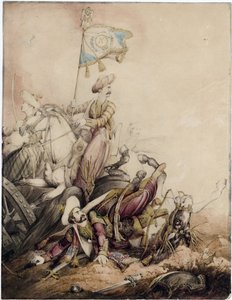 ""Sztandar mamelucki w walce"" (Sztandar mamelucki w walce) Akwarela autorstwa Williama Heatha (1795-1840) - 1818 Wymiary 33,5x25,9 cm Kolekcja prywatna autorstwa William Heath