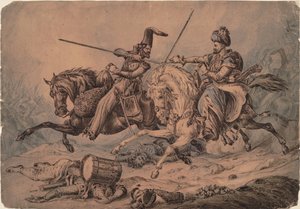 Rosyjski Kozak w walce z Mamelukiem, 1815 autorstwa William Heath
