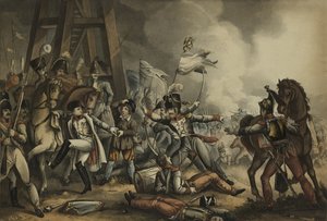 Sauve qui peut, czyli Każdy sam dla siebie, akwatinta Thomasa Sutherlanda (1785-1838), wyd. James Jenkins, 1 maja 1816 (akwatinta kolorowa) autorstwa William Heath