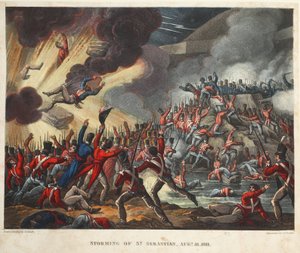 Szturm na św. Sebastiana 31 sierpnia 1811, akwatinta J.C. Stadlera, wyd. Tegg, kwiecień 1818 (akwatinta) autorstwa William Heath