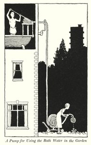Pompa do kąpieli w ogrodzie (lito) autorstwa William Heath Robinson